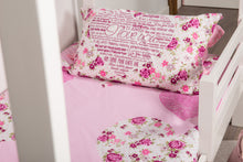 Load image into Gallery viewer, organic-cotton-hearts-flowers-love-single-quilt-cover-set-bella-lilac-close-up-image