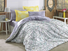 Load image into Gallery viewer, organic-cotton-quilt-cover-set-Raijin-abstract-grey-purple-yelloow-queen-size