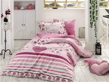 Load image into Gallery viewer, organic-cotton-quilt-cover-set-bella-hearts-script-love-lilac-single-image