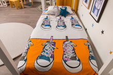 Load image into Gallery viewer, organic-cotton-quilt-cover-set-streetwise-shoes-yellow-and-white-streetwear-single-display-close-up