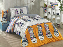 Load image into Gallery viewer, organic-cotton-quilt-cover-set-streetwise-shoes-yellow-and-white-streetwear-single