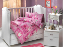Load image into Gallery viewer, Organic-Cotton-Baby-Cot-sheet-quilt-set-Little-sheep-pink-four-piece-image