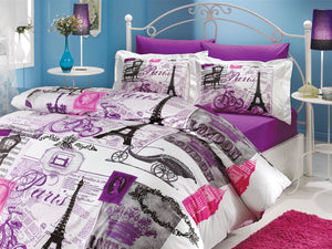 organic-cotton-quilt-cover-set-Paris-London-purple-pink-grey-white-queen-size