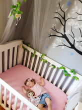 Load image into Gallery viewer, organic-natural-cotton-baby-pink-jersey-fitted-sheet-baby-sleeping-display-cot